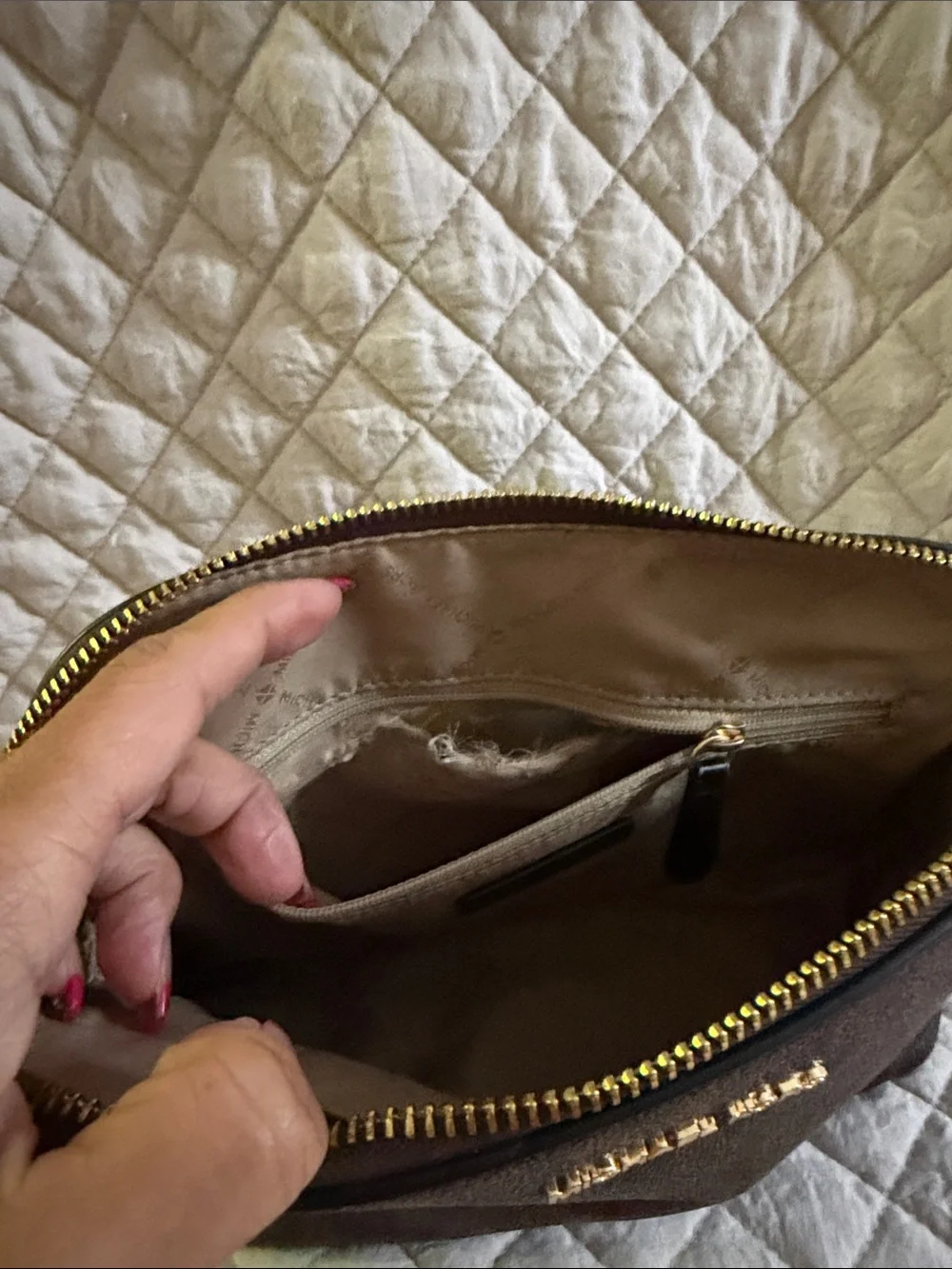 Michael Kors Brown MK Logo Crossbody with Black Strap